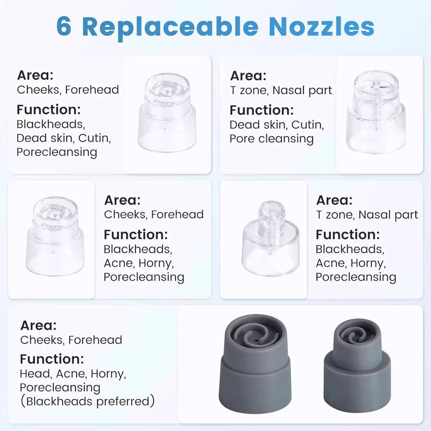 Elektrischer Mitesser-Entferner mit 6 Sonden, Poren-Vakuum-Extraktionswerkzeug, kleine Blase, Hautpflege-Instrument, Entfernung von Whitehead-Akne