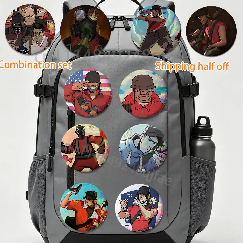 Scout Pyro Soldier Team Fortress TF 2 piece set Pins Creativity Printed Pictures Text Metal Lapel Badges Brooches Jewelry Gift