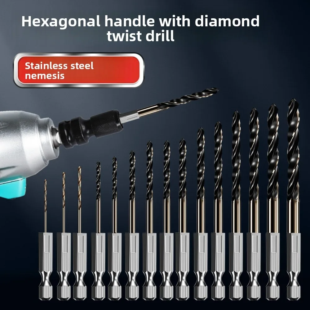15pcs Hex Shank Drill Fried Dough Twist Drill, Electric Screwdriver Drill, Electric Screwdriver Electric Screwdriver Drill 1.5-6