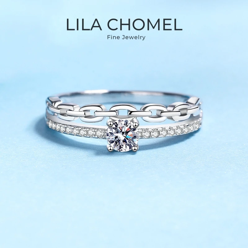 

Lady Christmas Gift 18K White Gold Girl Friend Valentine's Day Rings 0.39CT Moissanite Diamond Women PT950 Platinum Wedding Band