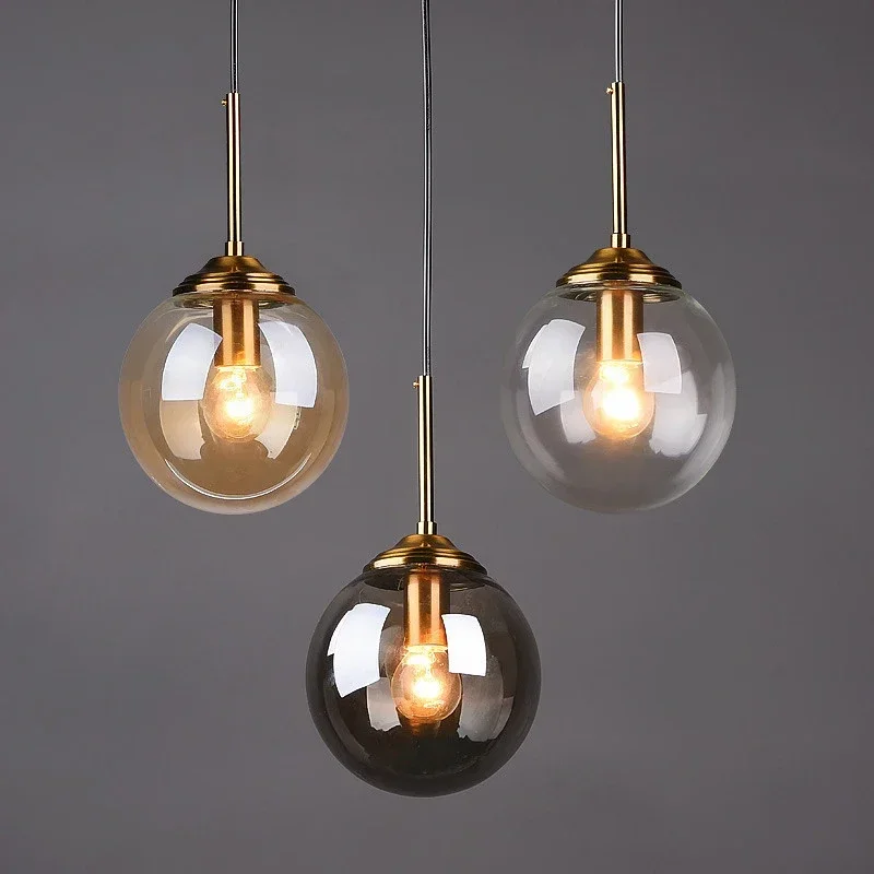 

Modern Luxury Metal Chandelier Nordic Creative LED Glass Pendant Lamp Living Room Dining Bedside Simple Small Hanging