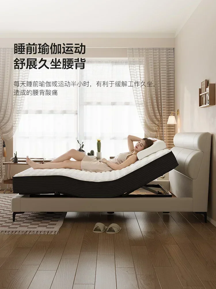 Smart   Double Non-Disturbing Bed Modern Minimalist Leather   Italian Minimalist Master Bedroom High-End Marriage Bed