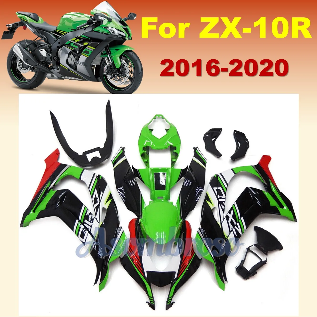 Kit de carenado ABS para motocicleta Ninja ZX10R, juego de carrocería verde, negro y rojo, ZX-10R, 2016, 2017, 2018, 2019, 2020