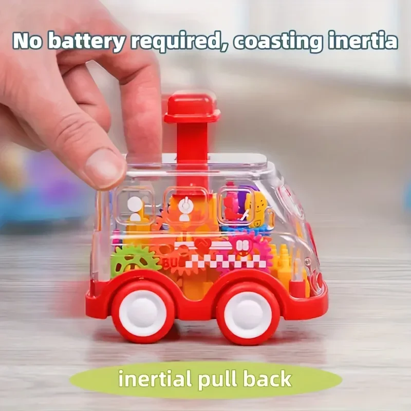 Coche deslizante de inercia colorida, coche de juguete con engranaje transparente de fricción, coche de juguete para niños Press and Go para niños