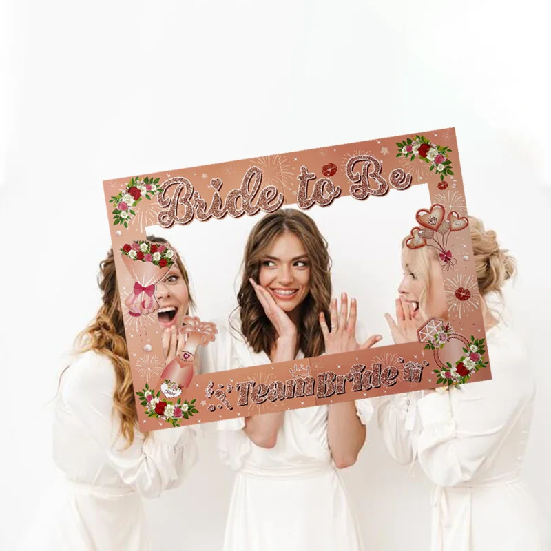 1Pcs Bride To Be Photo Booth Frame Props Bachelorette Party Decoration Engagement Wedding Team Bride Handheld Photography Props