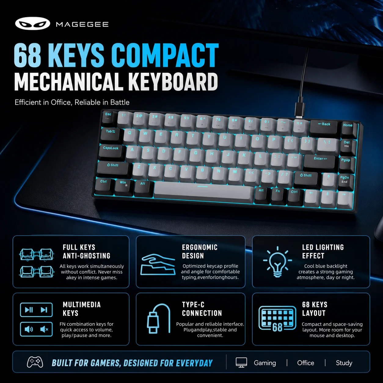 MageGee MK‑Box 60% Mechanisch  - Gaming Console Or Pc recensie en prijs
