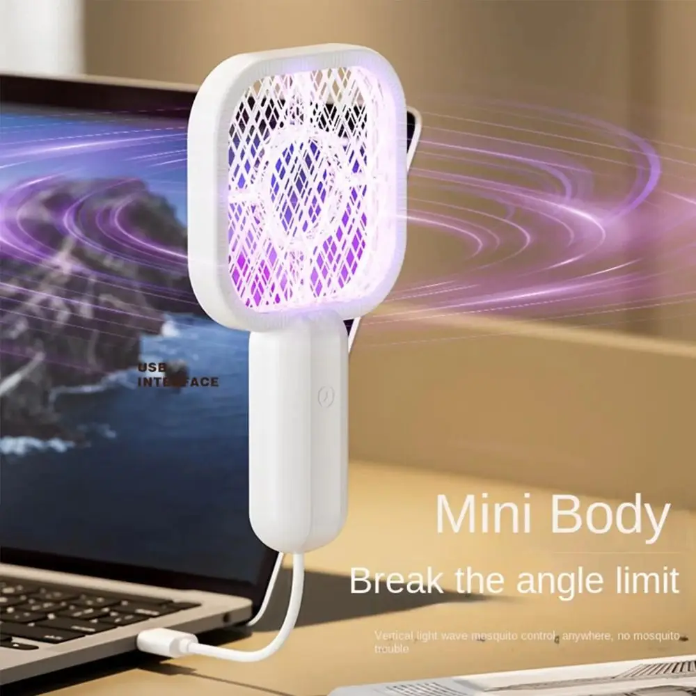 Electric Shock USB Mosquito Swatter UV Light Pest Control Insect Racket USB Security Net Physical Mosquito Trap Racket Picnic