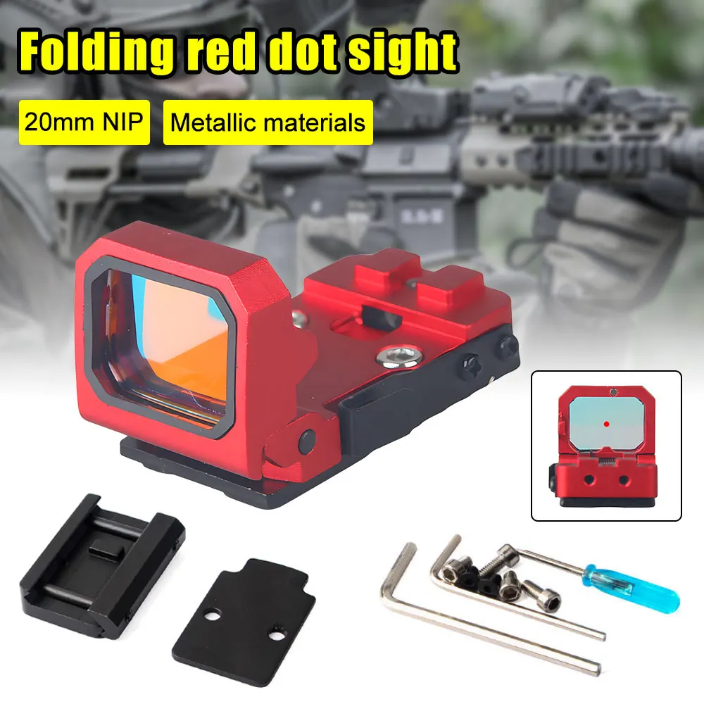 Tactical folding flip red dot reflex mini sight suitable for MOS Glock or sliding cut pistol style rifle sights