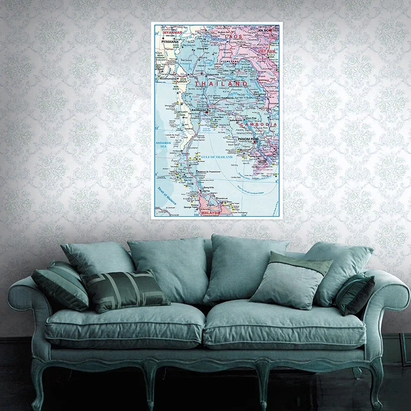 100*150cm la mappa amministrativa della thailandia Poster senza cornice pittura su tela Non tessuta soggiorno decorazioni per la casa materiale scolastico