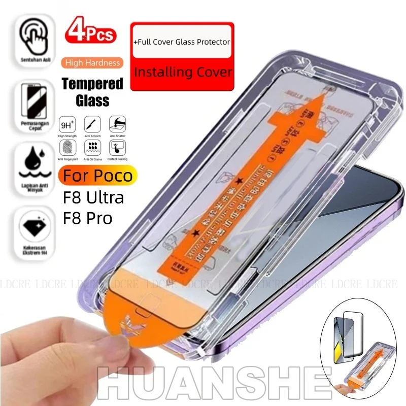 

3-4Pcs 9H Full Cover Tempered Glass Screen Protector for Xiaomi Poco F8 Ultra/Pro Dust Free