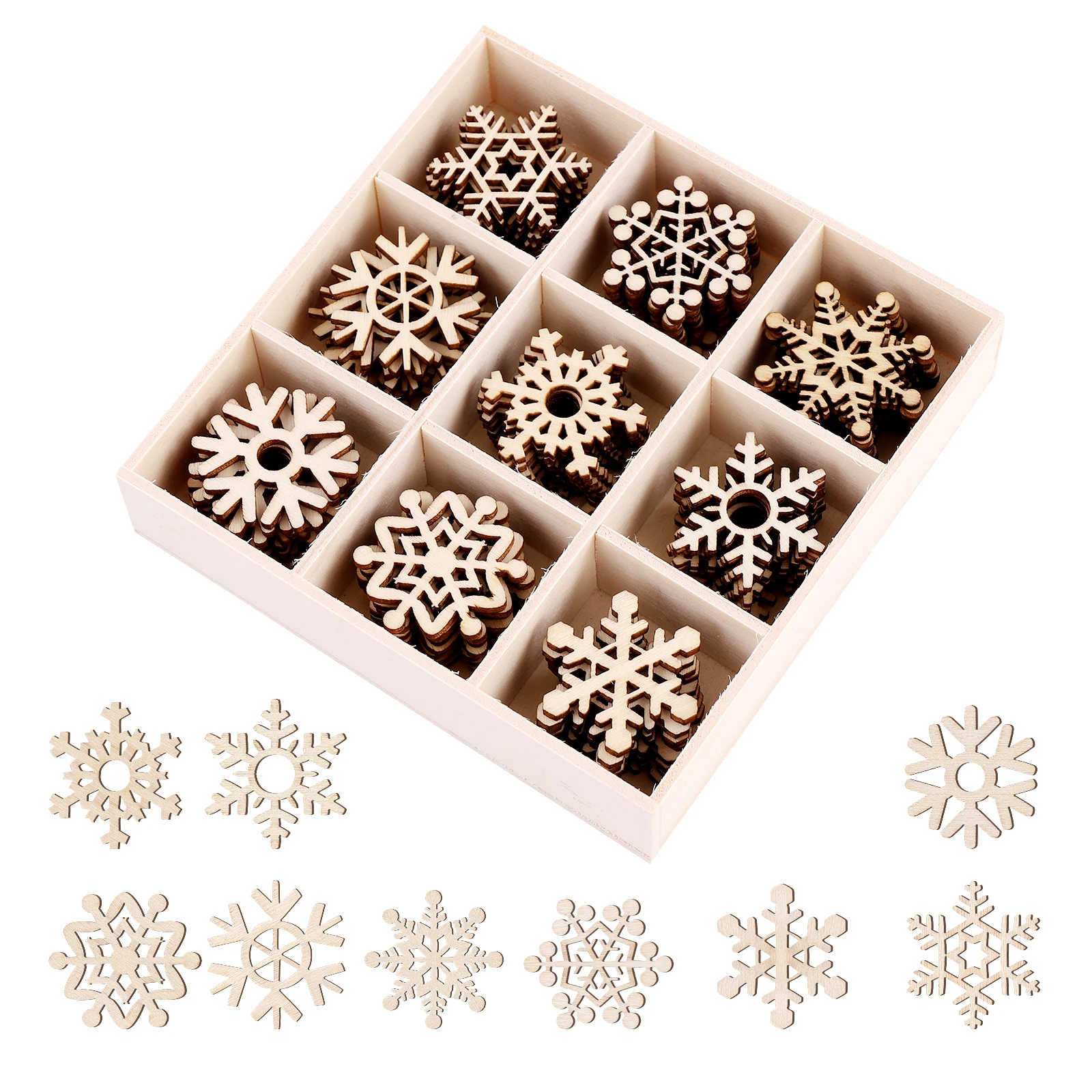 

72Pcs Wooden DIY Snowflake Hanging Pendants Graffiti Crafts Christmas Festival Decorative Ornaments Wooden DIY Pendants