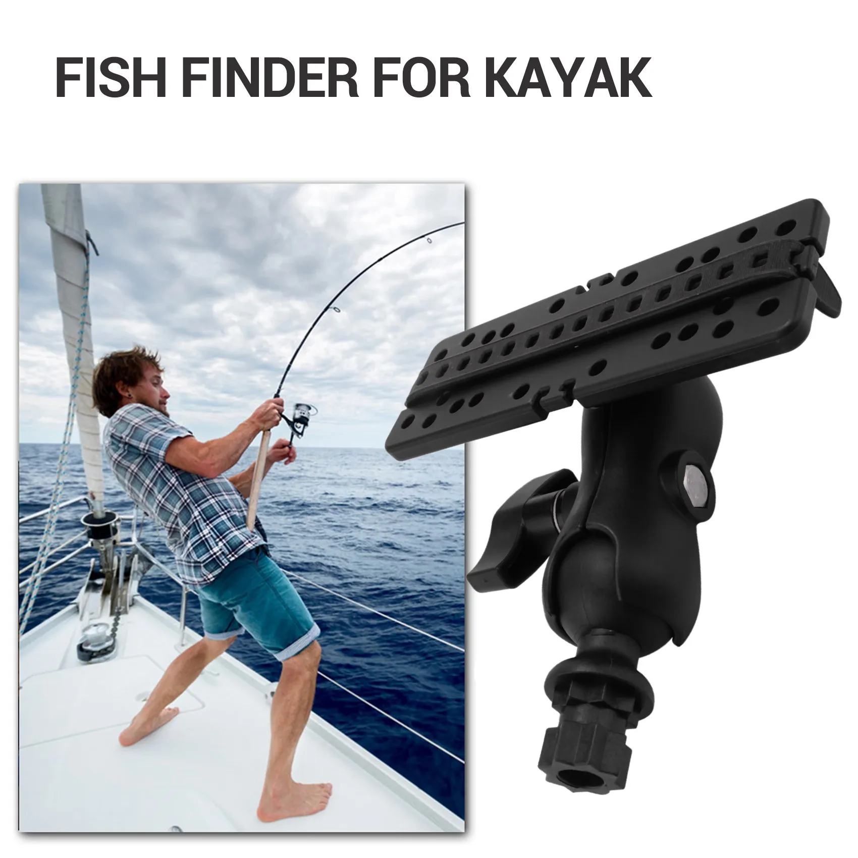 NALFI-Ball Mount With Fish Finder And Universal Mounting Plate Kayak Accessories,Inner Hexagon Base