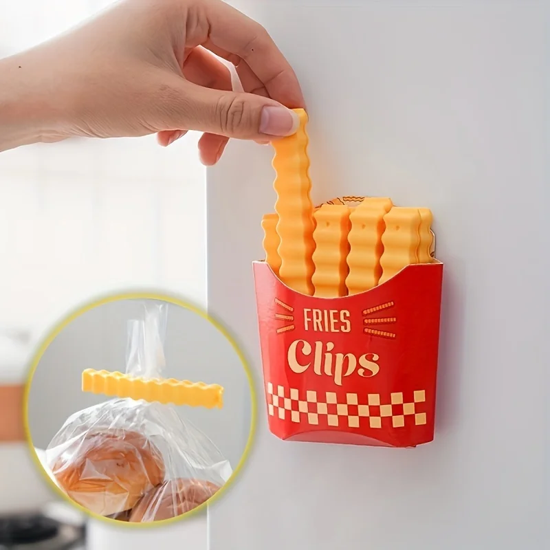Clip de sellado para patatas fritas, imán para nevera, aperitivos, Clip pequeño para sellado de alimentos, bolsa de plástico para cocina, tira de sellado para condimentos, 12 Uds.
