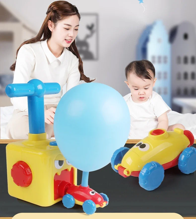 Balloon Launcher Manual Balloon Pump Car Racer Party Supplies Preschool Educational Science Toys For Kids Boys Girls 3+Years Old