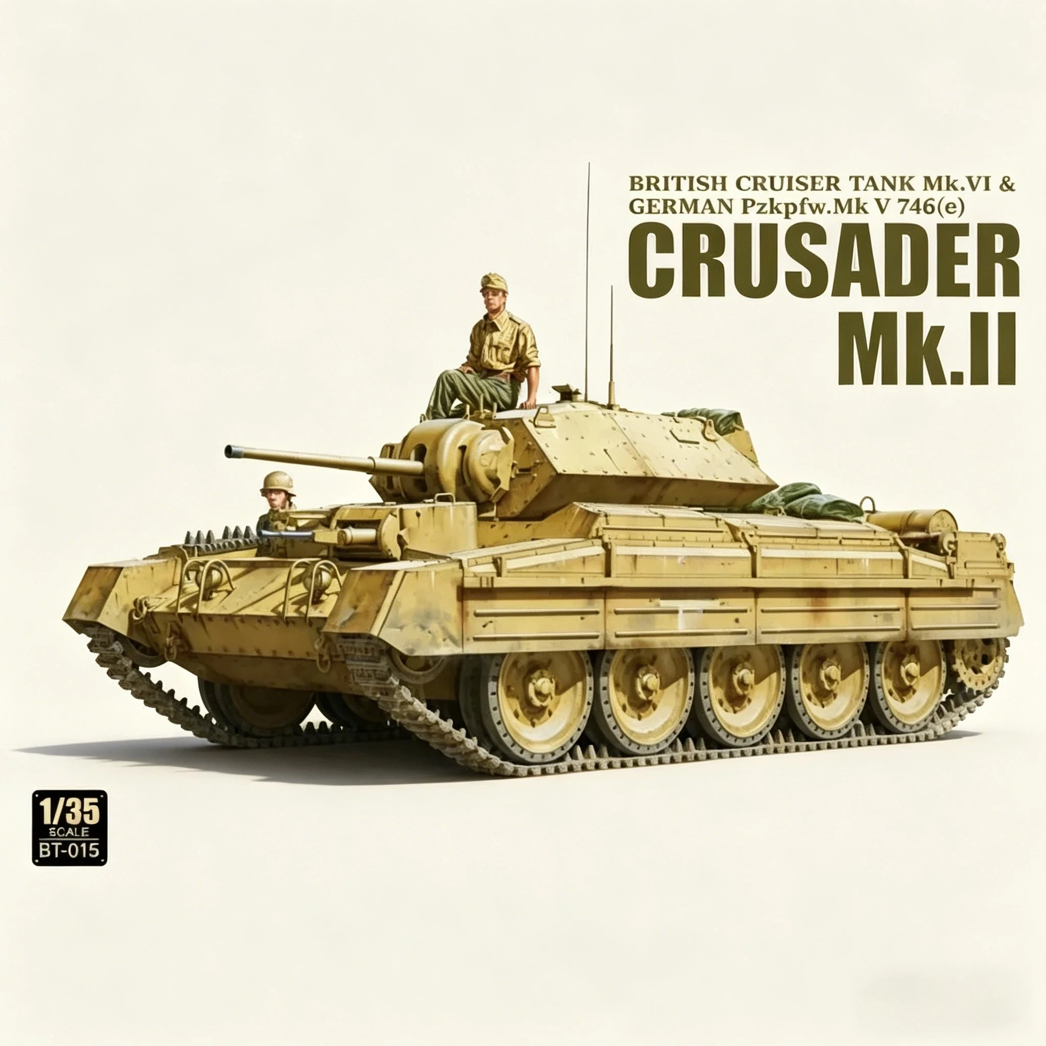 Пластиковый масштабный модельный набор 1/35 BT-015 Crusader Mk. Британский танк-круизер MK.VI и немецкий танк Pzkpfw.Mk V746 (e)