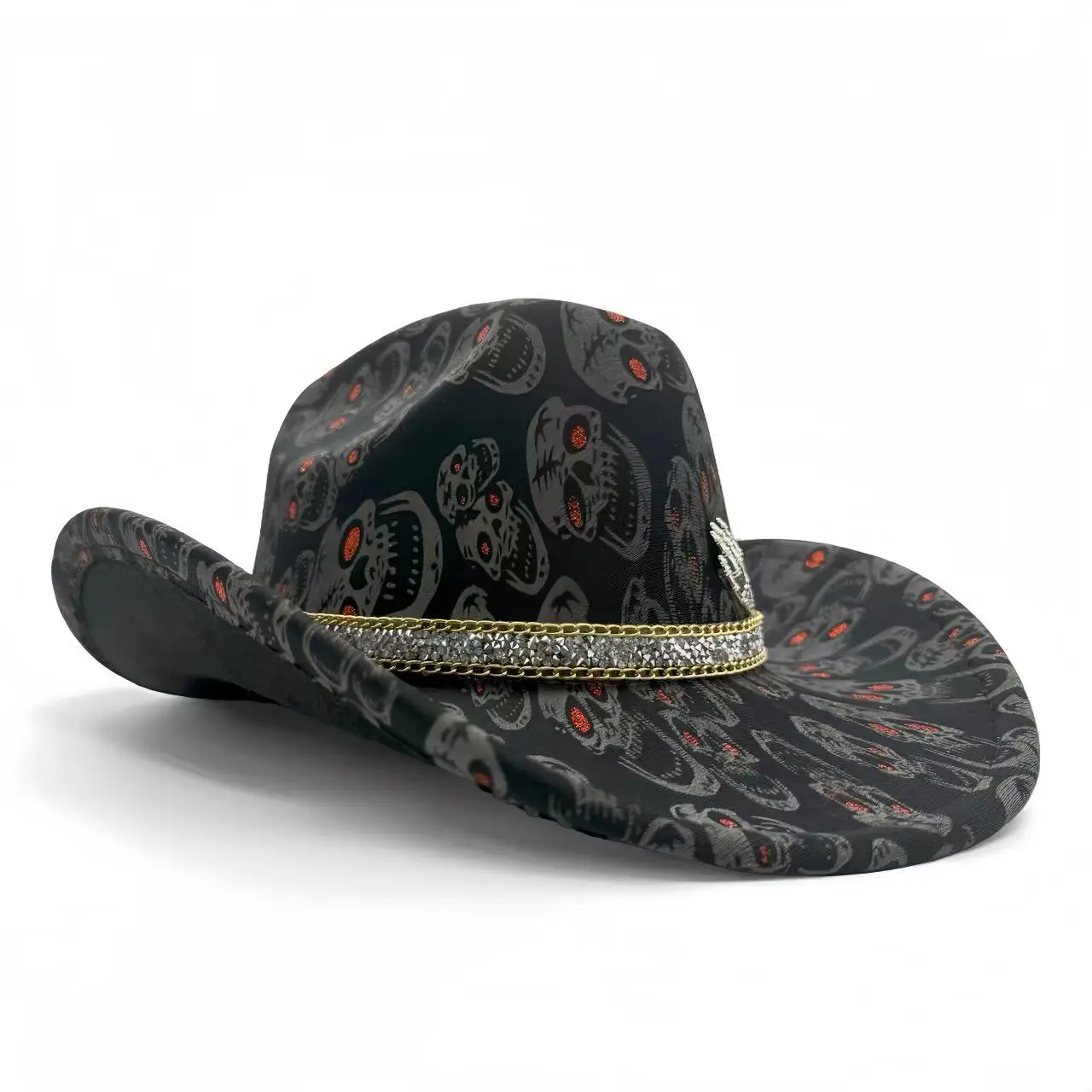 HongLuan Black Glitter Costume Hat Adult & Cowboy Hats Rhinestone for Woman, Cowboy Cosplay Female Accessories & Cowgirl Cap