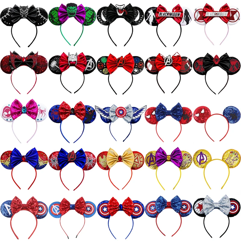 Disney Avengers Ears Headbands For Women Spider-Man Hairband Girl Marvel Superhero Hair Accessories Kid Captain America Headwear