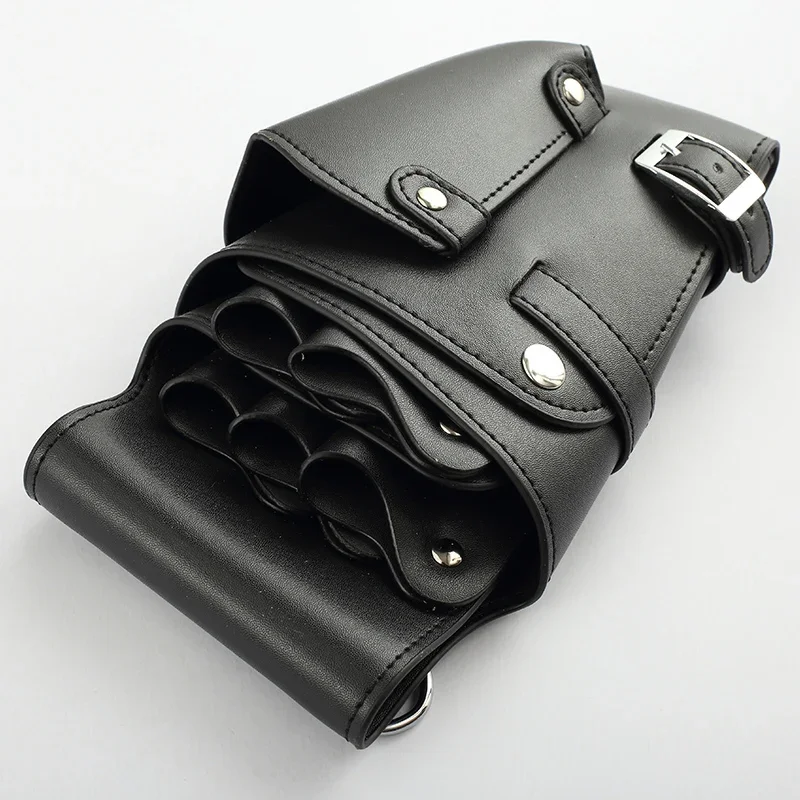 PU Leather Rivet Hair Scissor Bag Clips Bag Hairdressing Barber Scissor Holster Pouch Holder Case Black Brown