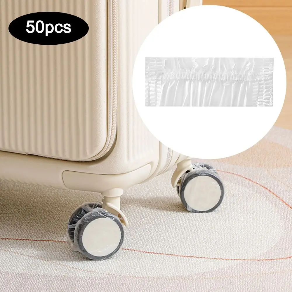 50Pcs Disposable Luggage Wheels Protector Anti-slip Wear-resistant Trolley Box Casters Cover Reduce Noise Elastic