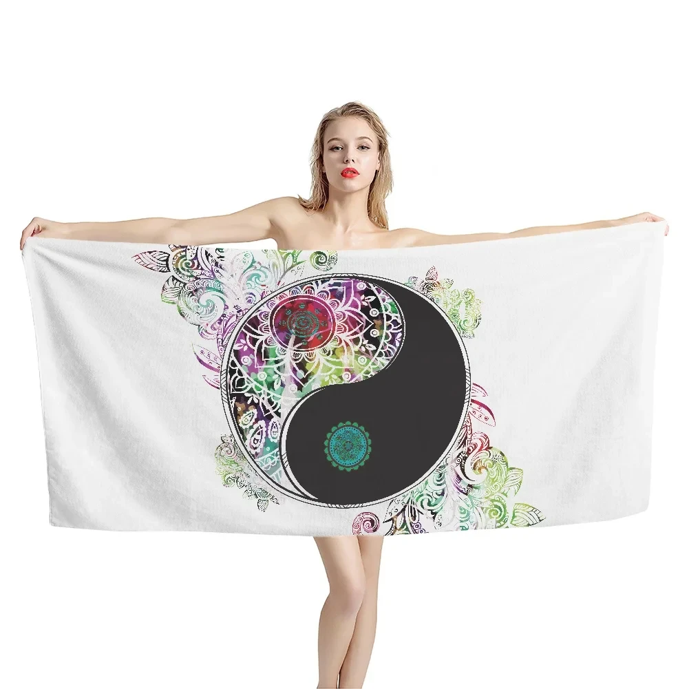 Mysterious Chinese Style Tai Chi Yin-yang Symbols Beach Towel Large Mandala Quick Dry Bath Towel Bath Soft Towel for Aldult Kids