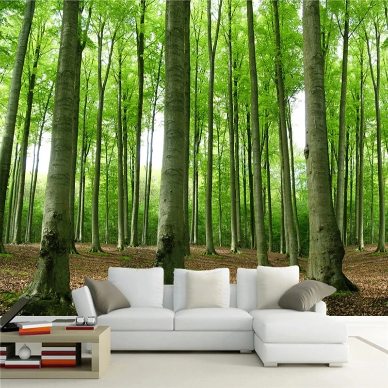 Customized products 3D Wallpaper Modern Green Forest Tree Photo Mural Living Room TV Sofa Background wall Restaurant bedroom 8d