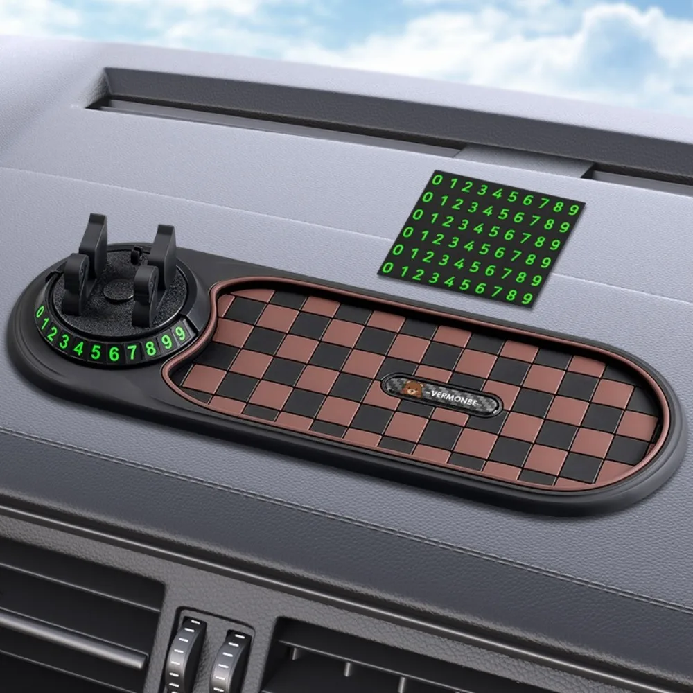 

Rotatable Car Dashboard Phone Holder with Parking Number Plate Space Saving Parking Number Plate Washable Anti Slip