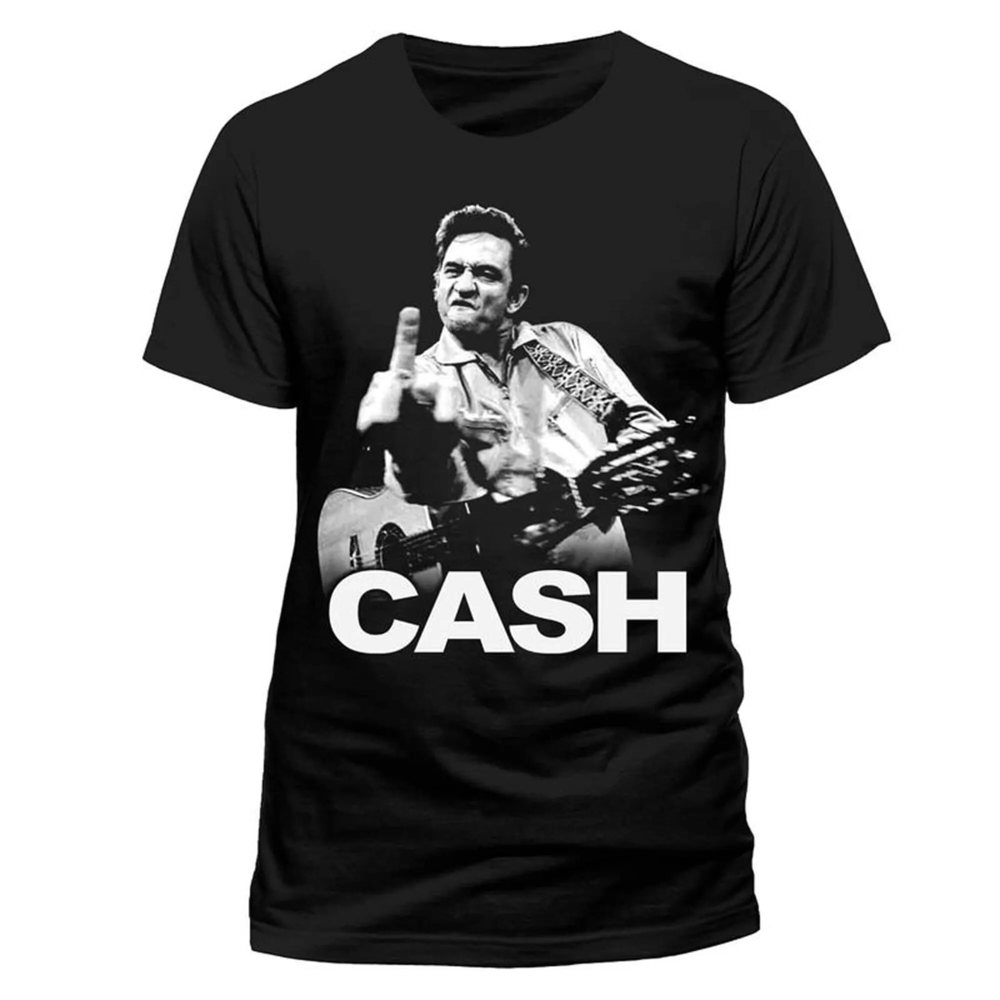 Johnny Cash Finger Guitar Pose OFFICIAL Tee T-Shirt Mens Unisex