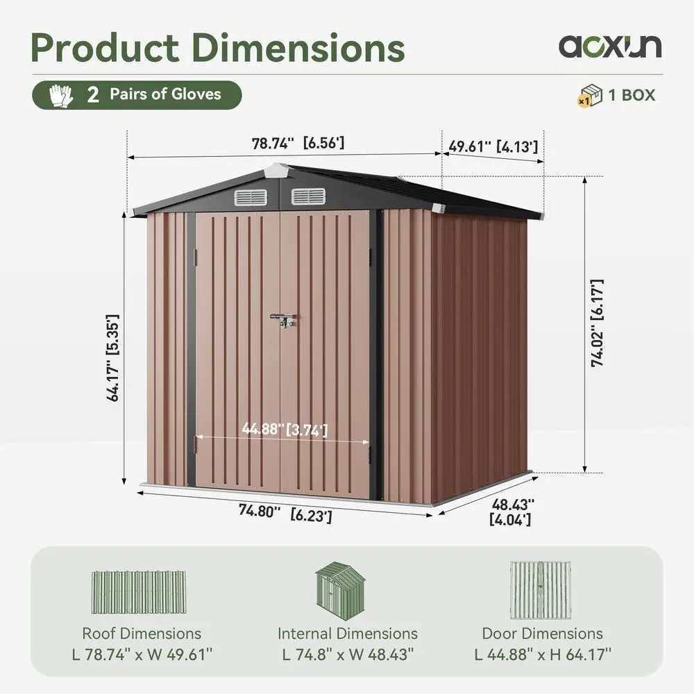 6.2x4 FT Shed Outdoor Storage Shed with Lockable Doors amp Slooping Roof Metal Garden Tool Shed for Backyard, Patio, Poolside B view 3
