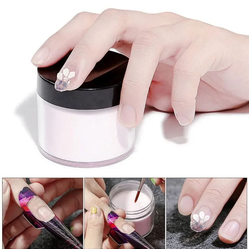 10g/bottle Professional Acrylic Powder Pink/White/Clear Nude Extension Crystal Powder DIY 3IN1 Manicure Polymer Builder Powder