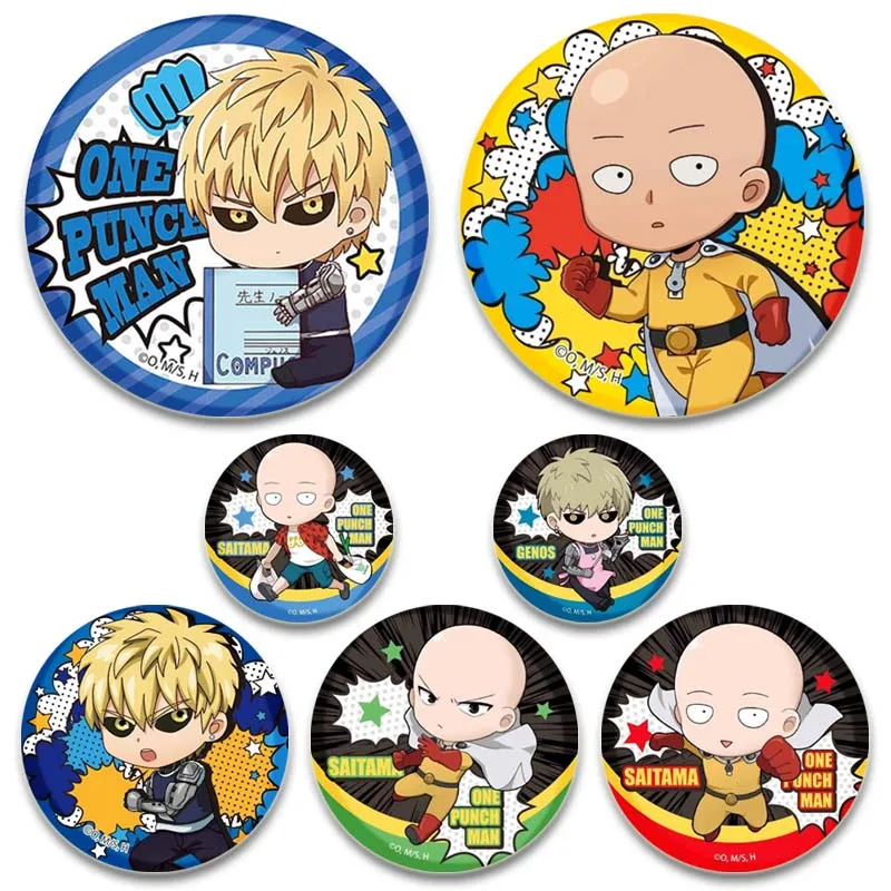 

One Punch Man Anime Pins Saitama Cartoon Figure Round Brooch Cosplay Badge Chest Ornament Bag Clothes Jewelry Accessories Gifts