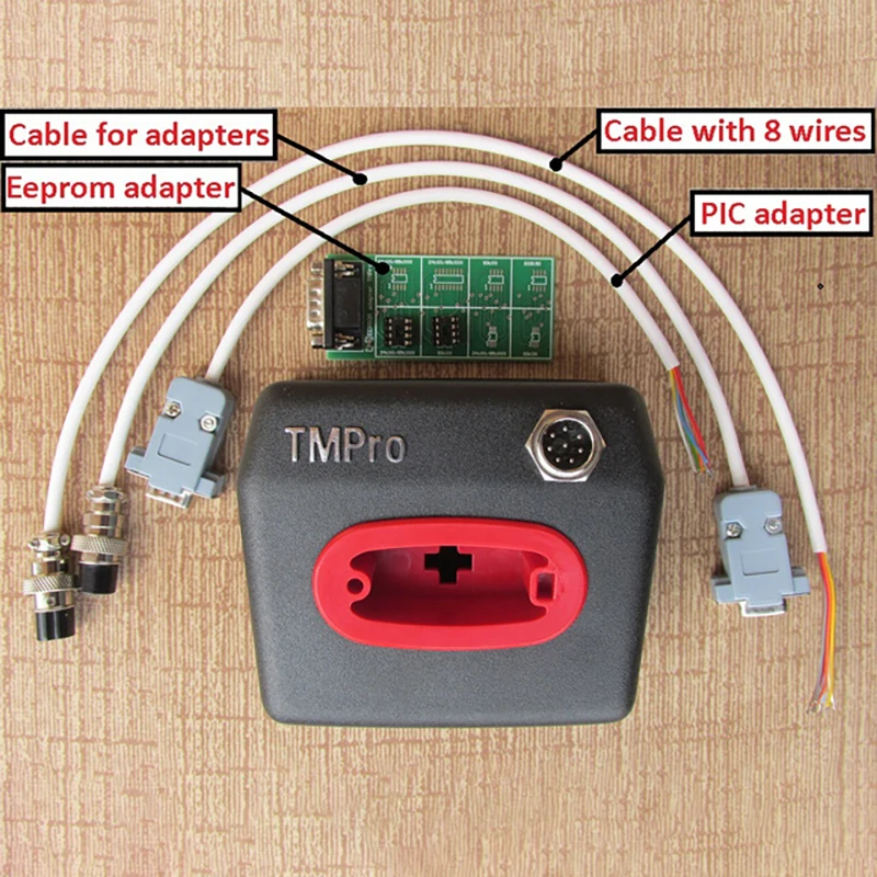 TMPro2 oryginalny TMPro 2 Transponder programator kluczy samochodowych kalkulator kod PIN Adapter PIC + główny Adapter SW + Eeprom + zestaw 2 kabli