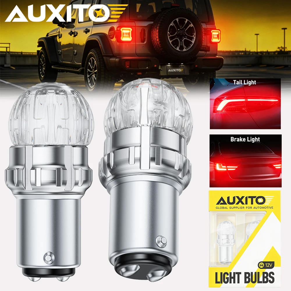 

2Pcs AUXITO Red 1157 P21/5W BAY15D LED Auto Brake Stop Light Tail Lamp 1156 P21W BA15S T20 7443 W21/5W LED 12V 360 5050CSP Bulb