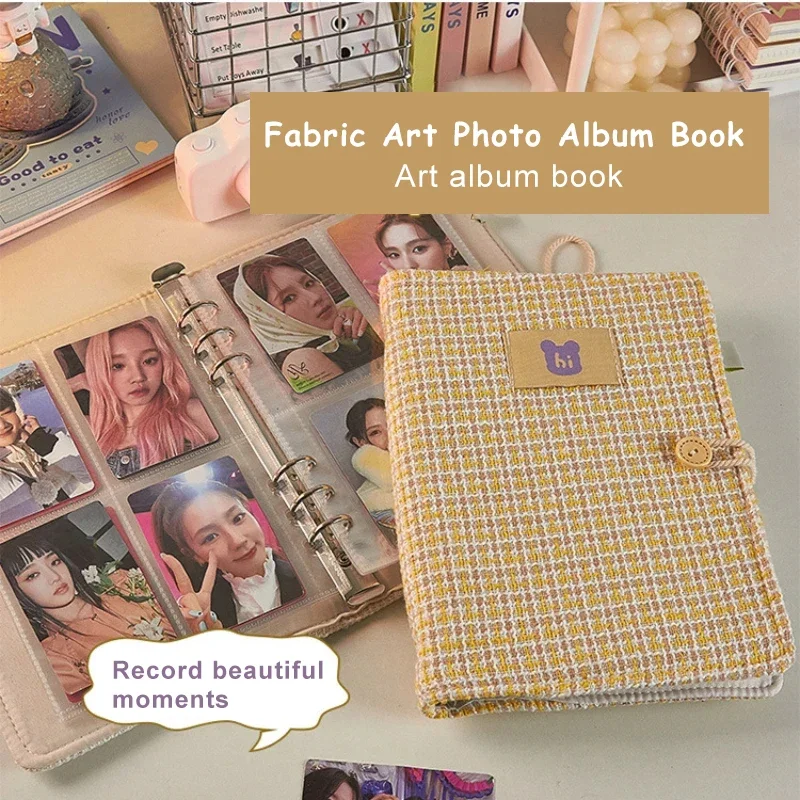 A5 Kpop Binder Photocard Holder Idol Picture Album Book with 20 Inner Pages 3/4 Inch Cloth Photo Card Album Student Stationery