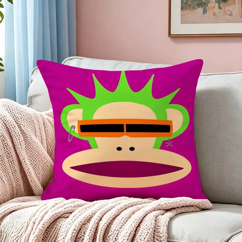 monkey Funny P-Paul F-Frank Pillow Case Square Double-Sided Sofa Cushion Cover Bedroom Bedside Pillow
