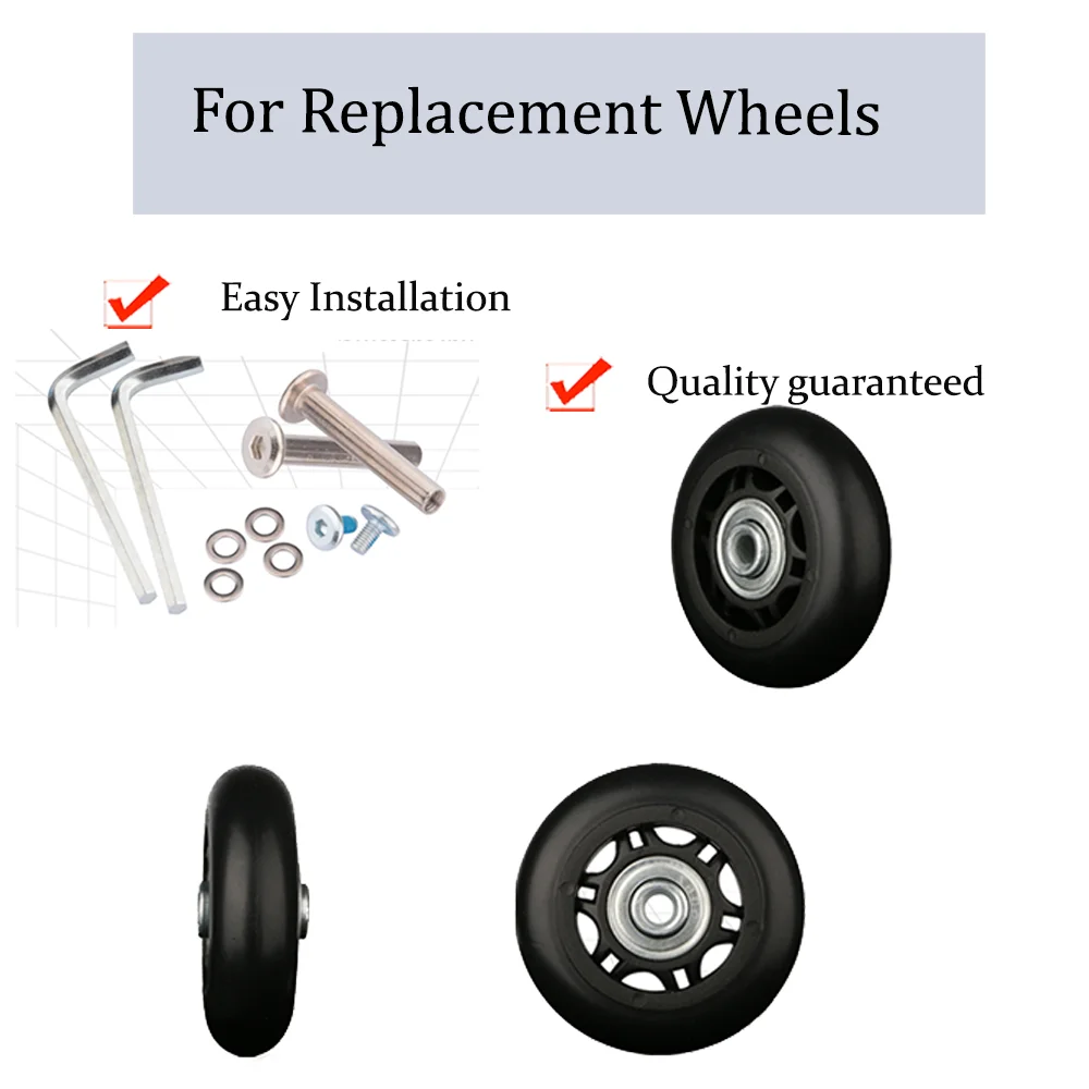Heavy Duty Silent Caster Wheels For Large Suitcase Luggage Trolley Replacement