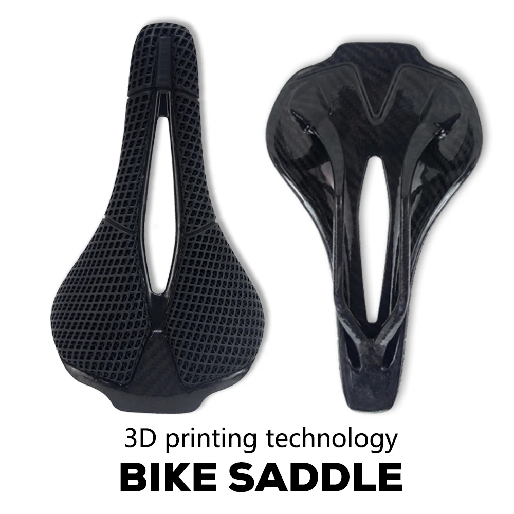 

Bicycle 3D Printed Black Carbon Rails Saddle Comfortable Road Bike MTB Seat Cozy Honeycomb Cushion