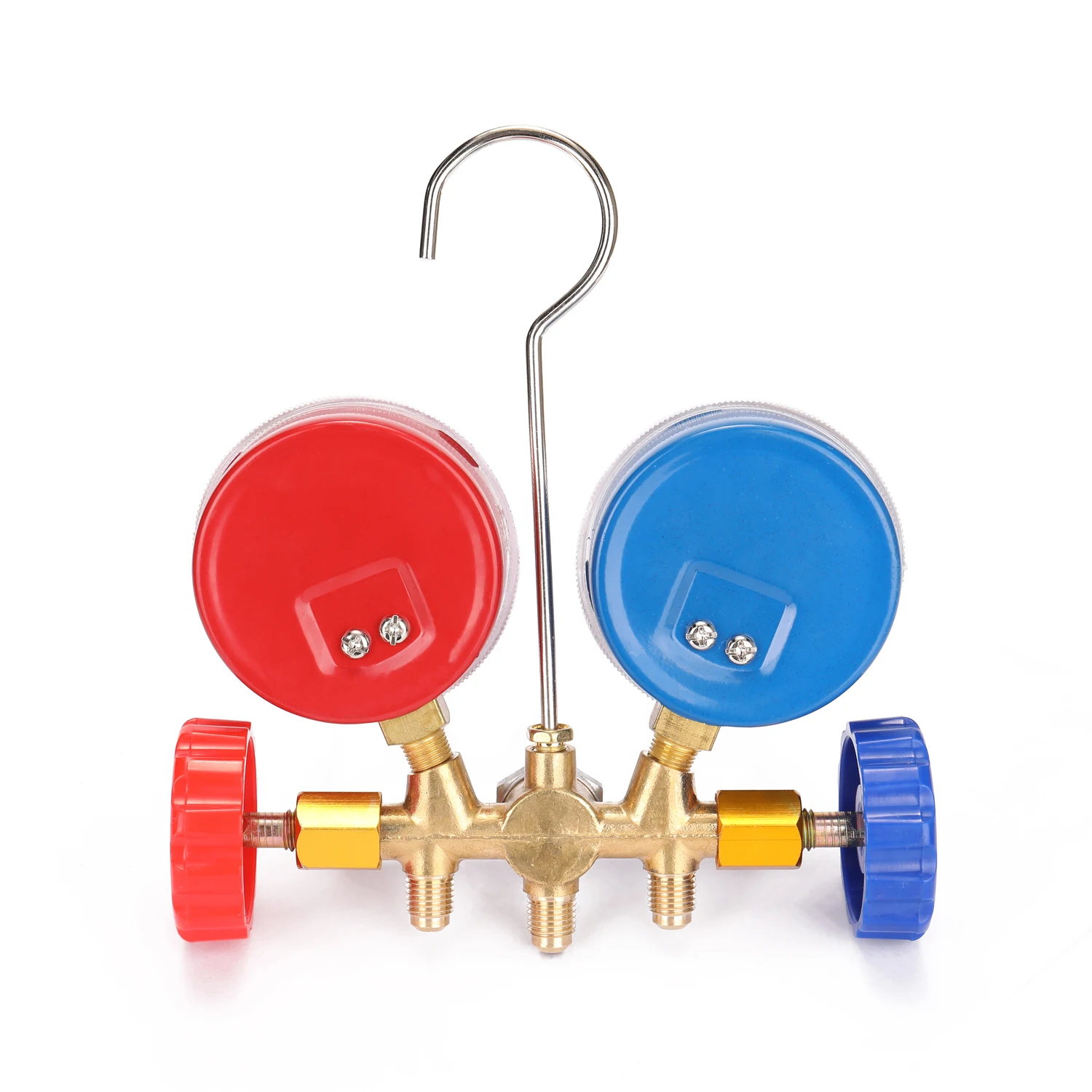 Refrigerant Gauge 3 Way Air Conditioning Diagnostic Manifold Gauge Set with 1/4in Thread Hose for R134A R12 R22 R502