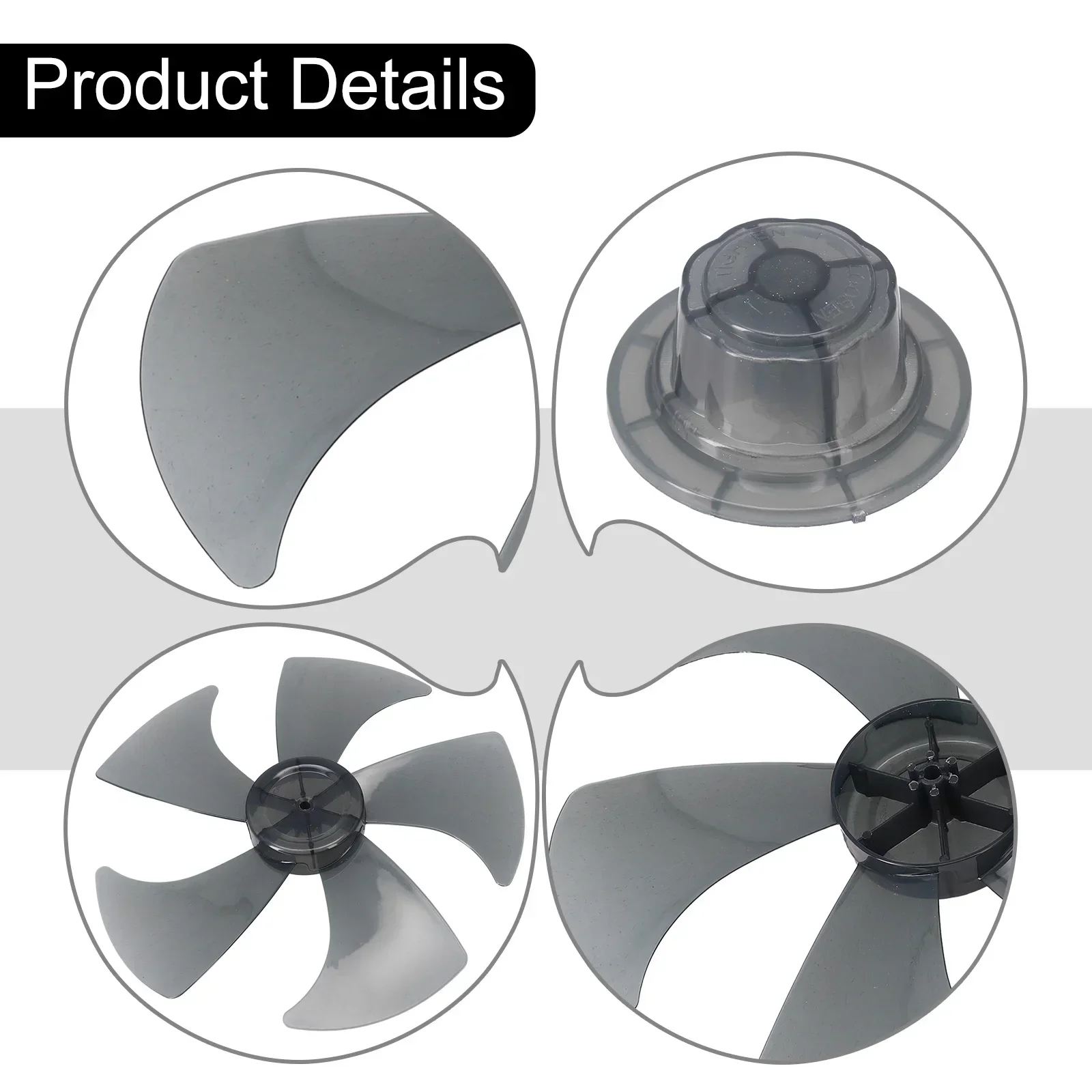 Pala del ventilatore in plastica per uso domestico da 14 pollici Cinque foglie con coperchio dado per parte di ricambio piedistallo per ventola da tavolo da 14 "/355 mm o ventola da tavolo