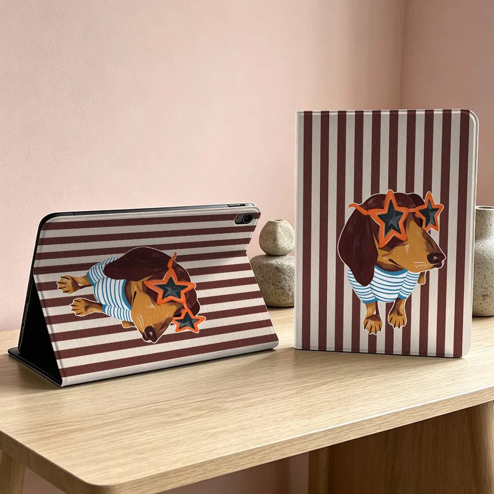 Minimalist striped dog pattern For iPad Pro Air mini 7 6 5 4 3 2 1 9gen 8gen M5 M4 11th 10th A17 Pro A16 Inch Tablet Case Soft