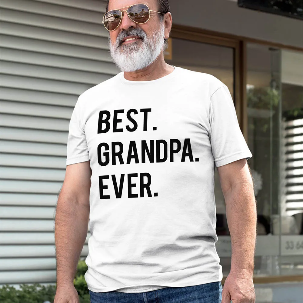 Best Grandpa Ever Letter Print Men\'s T Shirt Graphic Tees Men Round Neck Short Sleeve Summer Tees Male Casual Harajuku Clothing