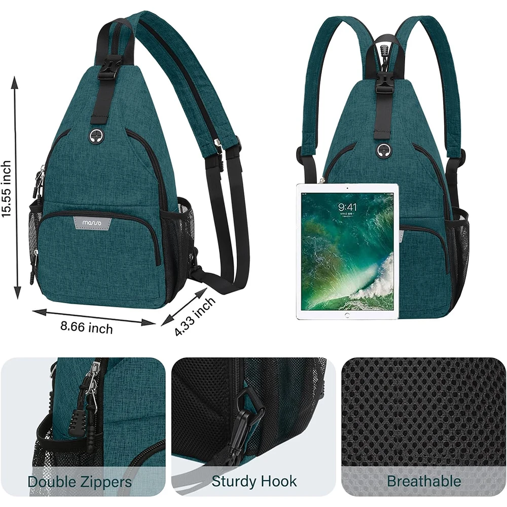 MOSISO Sling Backpack Travel Hiking Daypack, Crossbody Convertible Sling Bag with Front Pocket One Shoulder Chest Bag