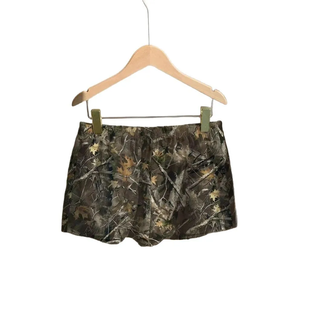 Realtree Frühling Sommer Lose Beiläufige Kordelzug Shorts Frauen Camouflage Print Zweige Hohe Taille Gemischte Stoff Shorts Für Damen
