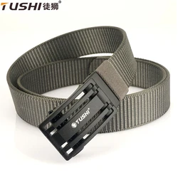 TUSHI, nuevo cinturón de nailon con hebilla automática de Metal para hombres, cinturones tácticos de entrenamiento de secado rápido, pantalones vaqueros, cinturón de lona deportivo informal para Golf