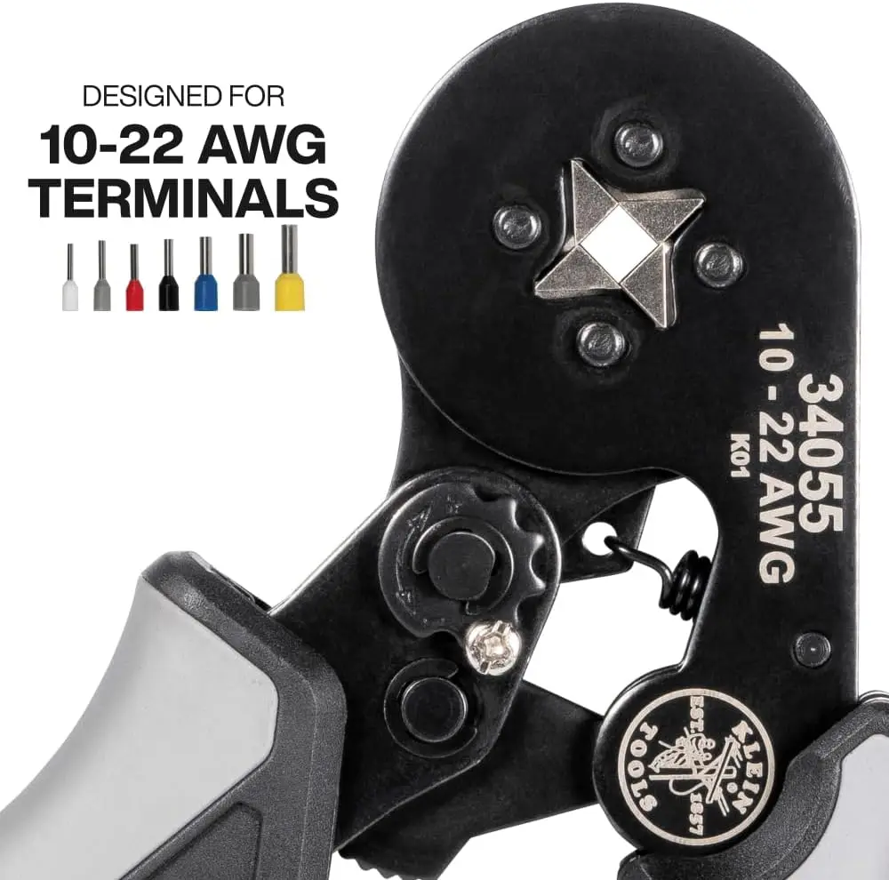 Ratcheting Square Crimper Pliers Set with 1200 Terminals and Soft Case for Electrical Work