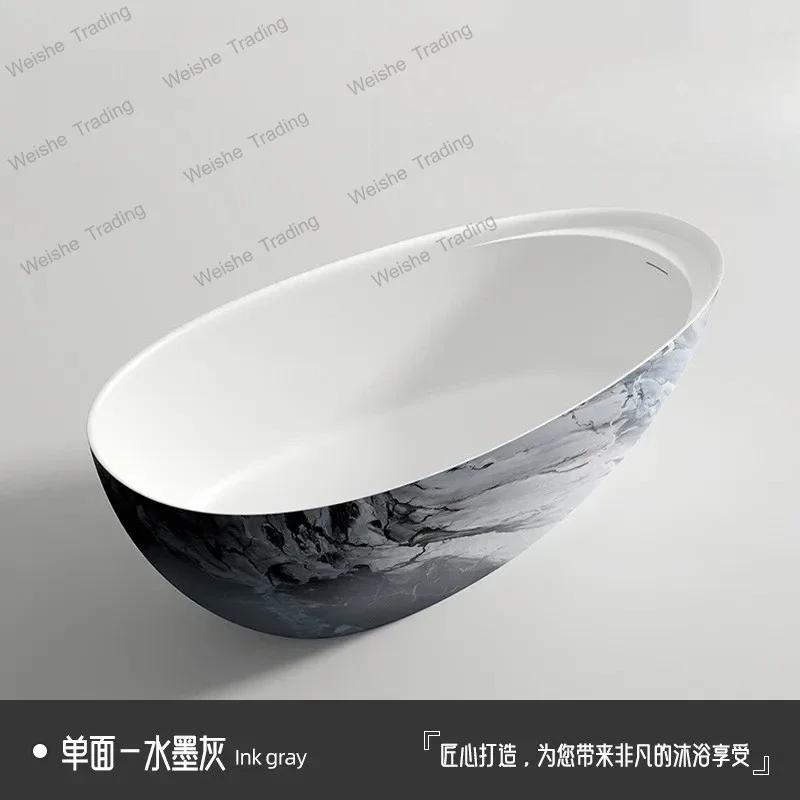 shaped double soaking tub with built-in toiletries rack, 1.7-meter natural marble freestanding tub, suitable for hotels and home
