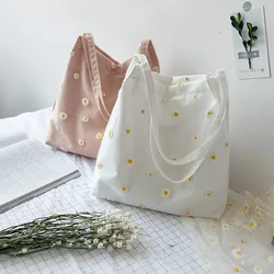 Spring/Summer New Canvas Bag Women's Single Shoulder Bag Korean Ins Lace Mesh Daisy Cloth Bag Handbag