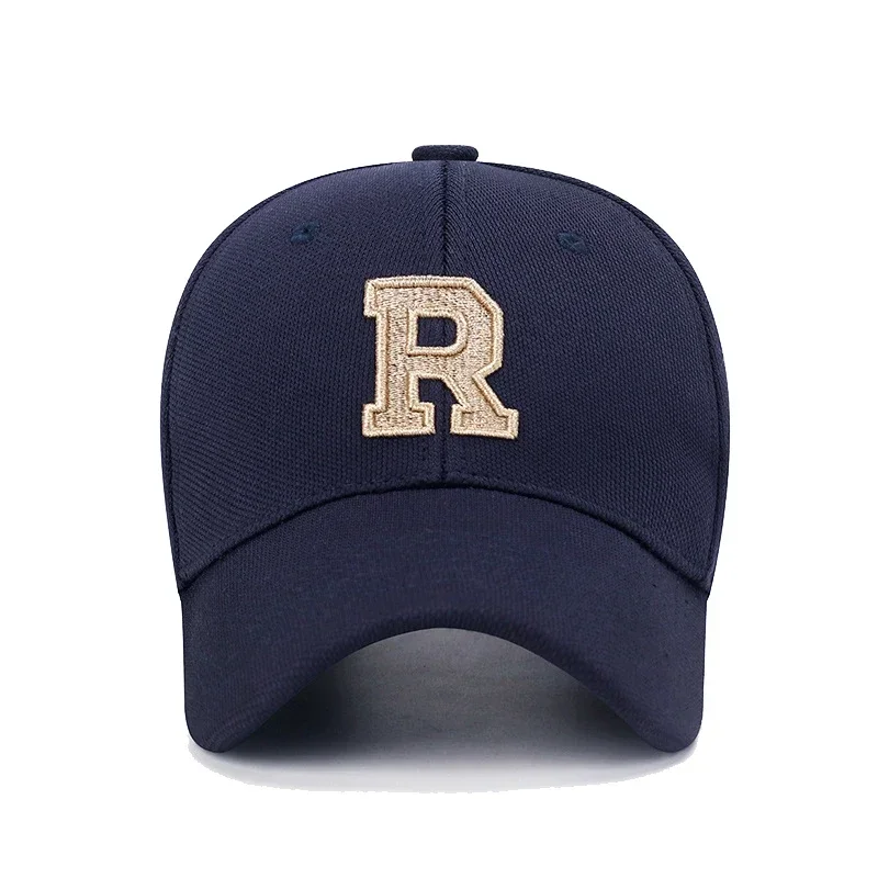 Brand New R Letter Gold Thread Embroidery Elastic Pineapple Cloth Material Thick and Durable High Quality Baseball Cap