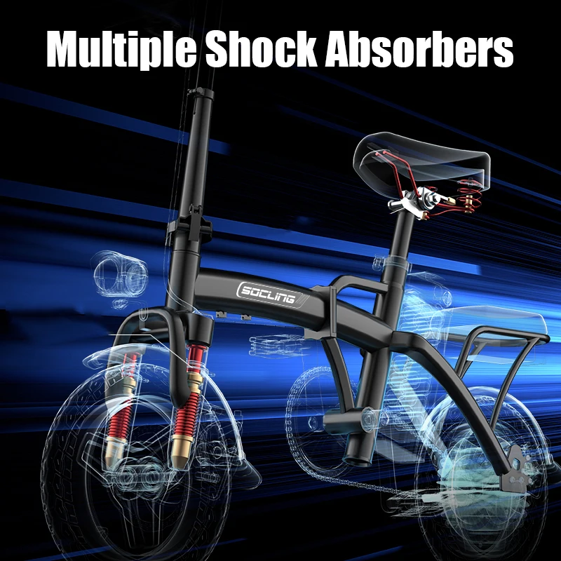 G11-14'' Foldable Commuter Ebike 500W Motor,48V Removable Battery Max 19.9MPH Disc Brake with 4 Shock Absorption Mini Electric Bicycle for Adults,College Students, Commuters & Urban Riding E-Bike image 5