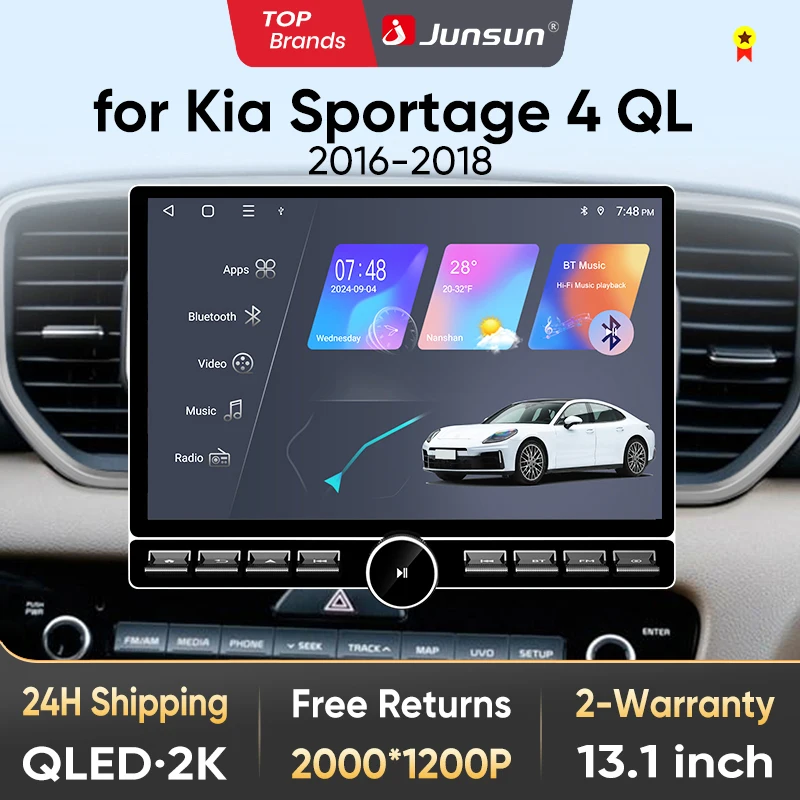 Junsun 13,1″ QLED Wireless CarPlay Android Auto Autoradio für Kia Sportage 4 QL 2016-2018 Intelligente Systeme DSP SWC RDS GPS FM