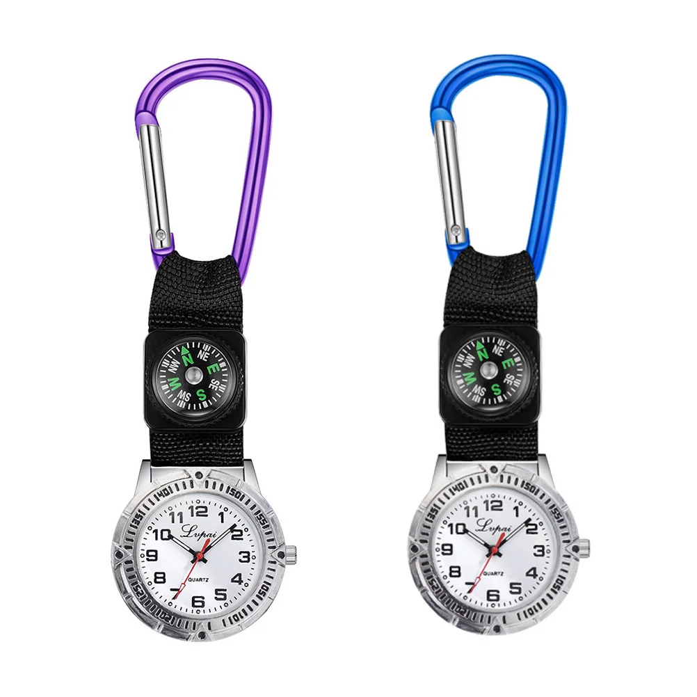 Montre d'infirmière d'alpinisme, mousqueton violet à clipser, pointeur lumineux, randonnée en plein air, course à pied, voyage, sport, poche